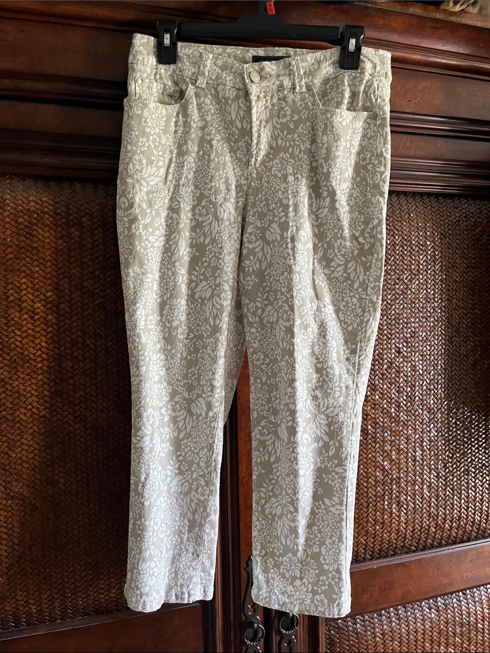 Charter Club Beige and White Floral Jeans
